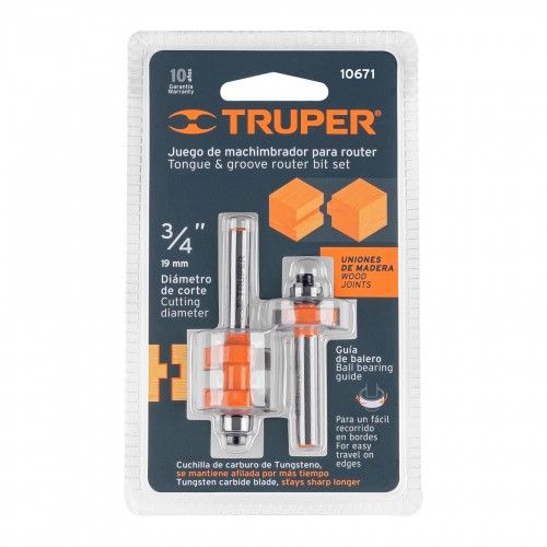 Machimbradores Truper 10671 3/4'' 19mm 2pzs