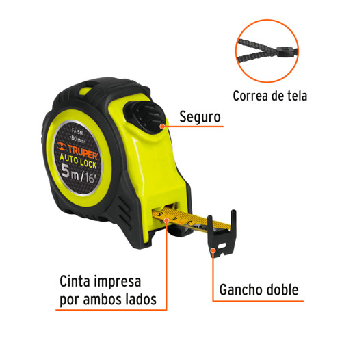 Cinta Métrica Truper Auto-Lock 10747 5m