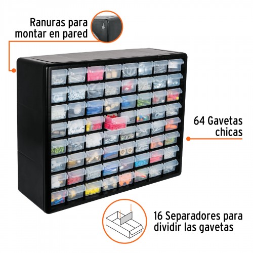 Organizador Truper 10895 de 64 compartimientos