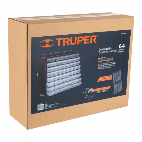 Organizador Truper 10895 de 64 compartimientos