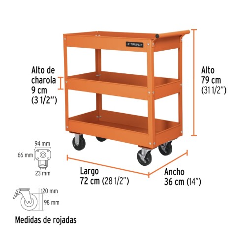 Carro de Herramientas Truper 11528 120kg 3 bandejas