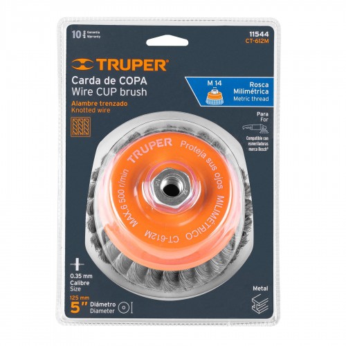 Cepillo de Acero Truper 11544 Copa Trenzada 5" enc. M14