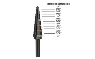 Mecha Escalonada Truper 12122 1/8" a 1/2" Óxido Negro Mecha Escalonada Truper 12122 1/8" a 1/2" Óxido Negro