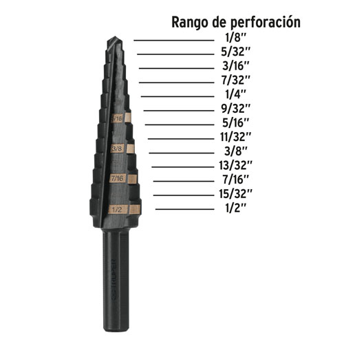 Mecha Escalonada Truper 12122 1/8" a 1/2" Óxido Negro