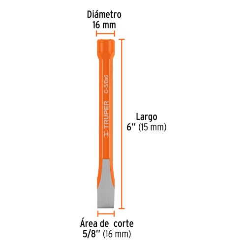 Cincel Corta Hierro Truper 12127 Hex. 5/8x6"