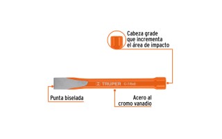 Cincel Corta Hierro Truper 12151 Hex. 7/8x8"