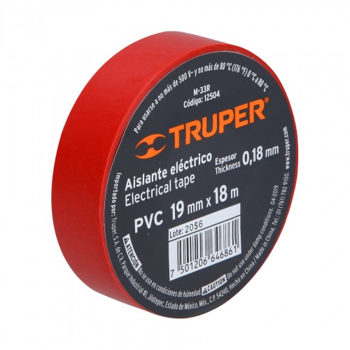 Cinta Aisladora Truper 12504 19mm x 18m Rojo