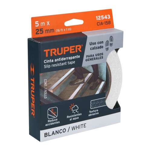 Cinta Antiderrapante Truper 12543 25mm x 5m Blanco