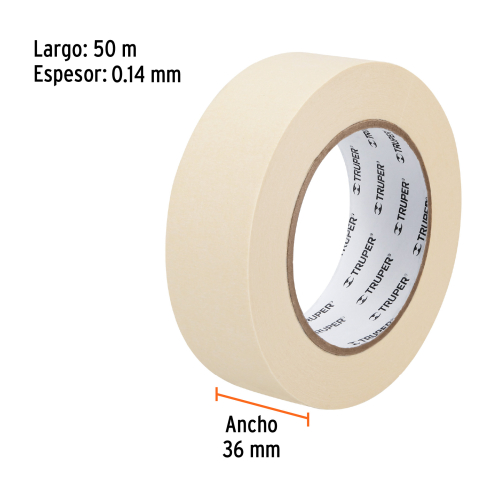 Cinta Adhesiva para Pintor Truper 12592 36mm 50m Cinta Adhesiva para Pintor Truper 12592 36mm 50m