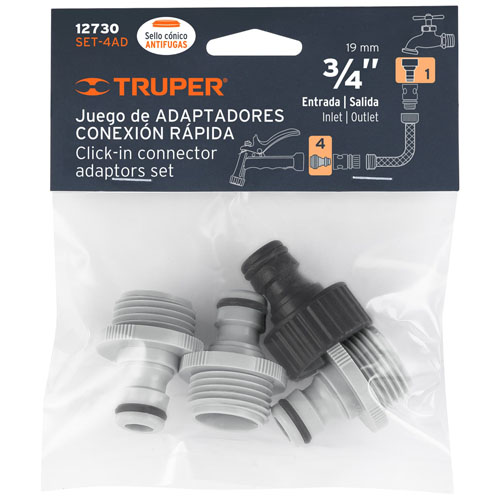 Conectores para Manguera Truper 12730 3/4" (19 mm) 4pzs