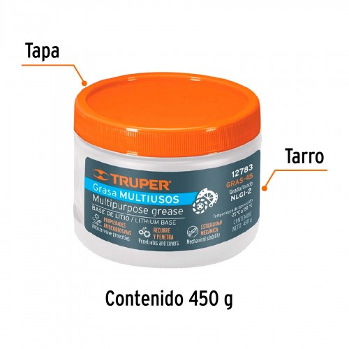 Grasa de Litio para Chasis Truper 12783 450g