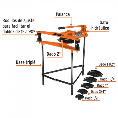 Doblador de Caños Hidráulico Truper 12882 12T con Mesa