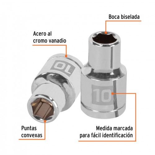 Llave Tubo Hexagonal Truper 13260 enc.1/2'' 10mm