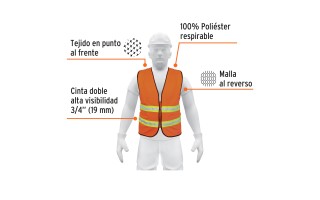 Chaleco de Seguridad Truper 13473 con Cierre Naranja