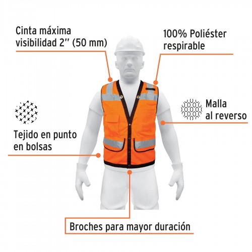 Chaleco de Seguridad Truper Expert 13480 Naranja G