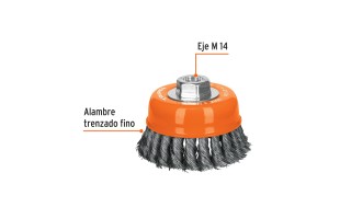 Cepillo de Acero Truper 14185 Copa Trenzada 4" enc. M14