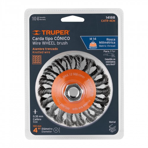 Cepillo de Acero Truper 14188 Plato Trenzado 4" enc. M14