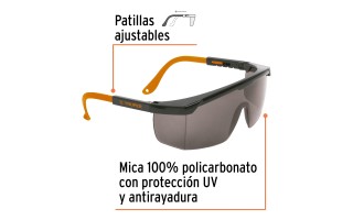 Anteojos de Proteccion Truper 14213 Ajustable Oscuro Anteojos de Proteccion Truper 14213 Ajustable Oscuro