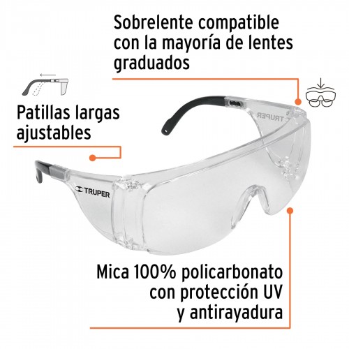 Sobrelentes de Seguridad Truper 14308 Transparente