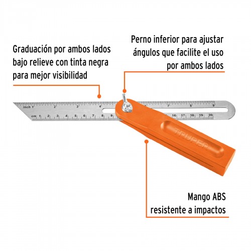 Escuadra Falsa Truper 14382 8" Mango Plástico