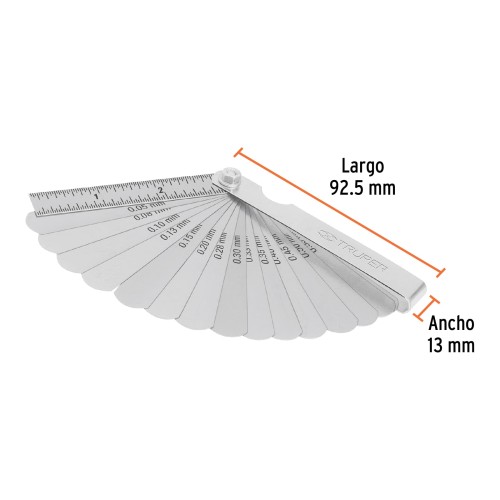 Calibre de Espesor Truper 14395 0,05mm-0,63mm 15pzs