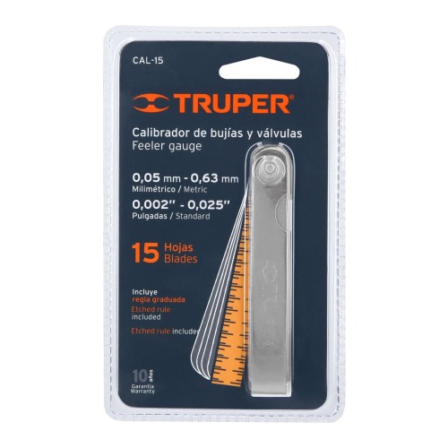 Calibre de Espesor Truper 14395 0,05mm-0,63mm 15pzs