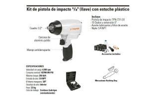 Llave de Impacto Neumática Truper 19372 1/2" 338Nm + Acc. Llave de Impacto Neumática Truper 19372 1/2" 338Nm + Acc.