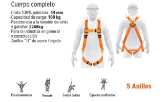 Arnés Truper 14434 de cuerpo completo 5 anillos 2300kg Arnés Truper 14434 de cuerpo completo 5 anillos 2300kg