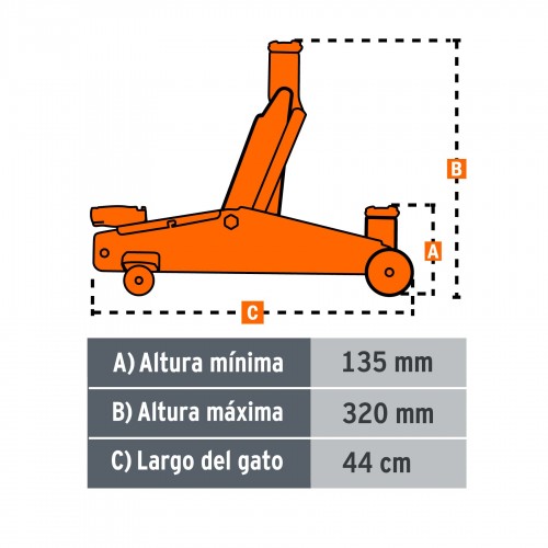 Gato Hidraulico Yacare Truper 14804 2Tn 135-320mm