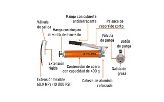 Engrasador Manual Truper 14861 14oz (396g) 6000psi Industrial Engrasador Manual Truper 14861 14oz (396g) 6000psi Industrial
