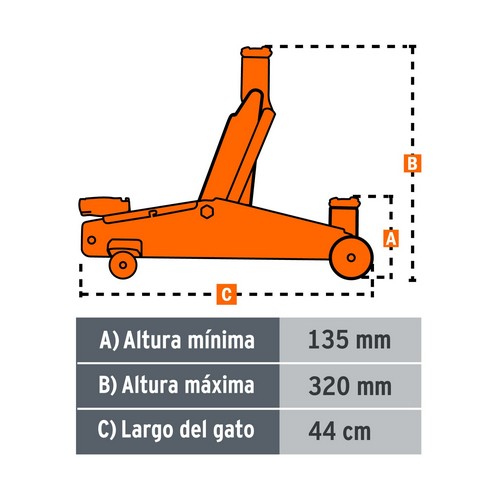 Gato Hidraulico Yacare Truper 14944 2Tn Ligero 135-320mm