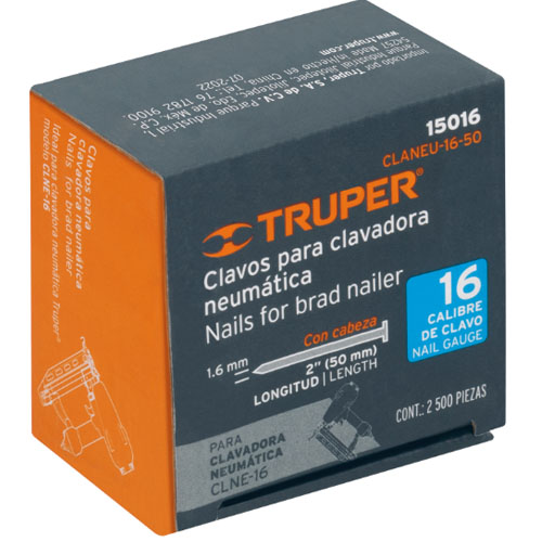 Clavos Truper 15016 Clav. Neum. Calibre 16 50mm 2500u