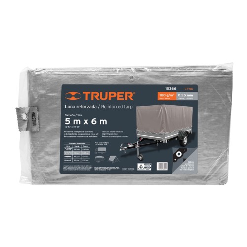 Carpa Lona Truper 15366 5x6m Gris