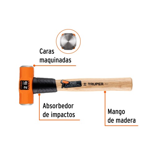 Mazo Truper 16506 Octogonal 2lb 1kg mango Madera