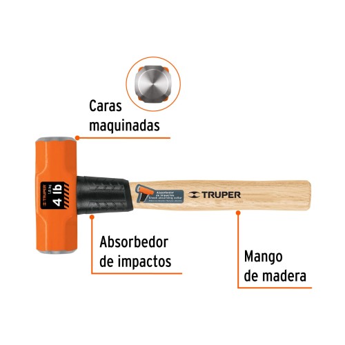 Mazo Truper 16508 Octogonal 4lb 2kg mango Madera