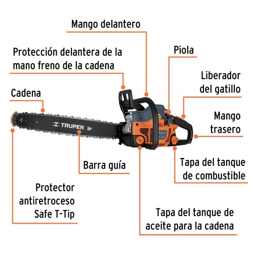 Motosierra a Combustión Truper 16628 2,7HP 20"