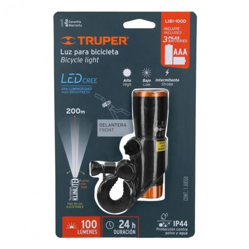 Linterna para Bicicleta Truper 16796 Delantera 100 lumenes