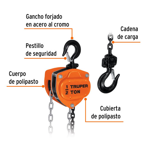 Aparejo Truper 16823 500kg 3m