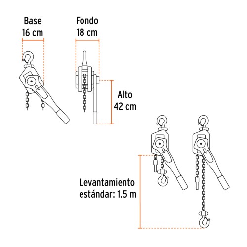 Aparejo Truper 16842 a Palanca 1500kg Cadena