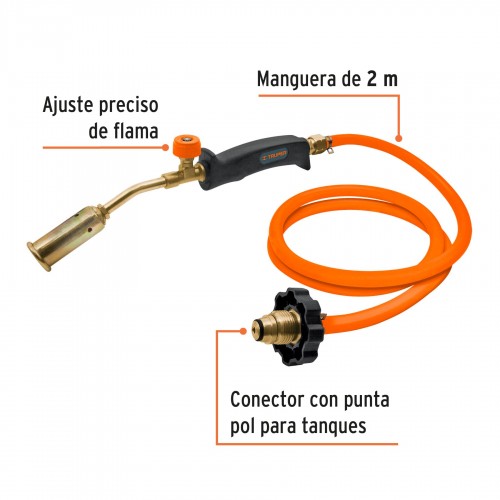 Soplete y Manguera Truper 16920 para Garrafa de Gas GLP