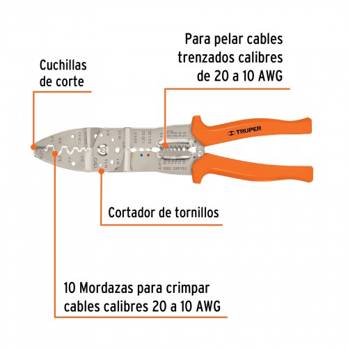 Pinza Pela Cables Truper 17358 10"