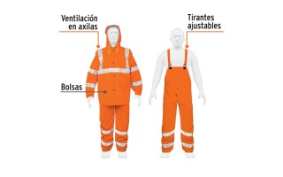 Traje Impermeable Truper 17408 Reflectivo Naranja M