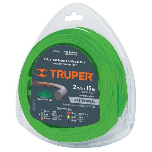 Hilo para Bordeadora Truper 17606 Redondo 2,0mm 15m