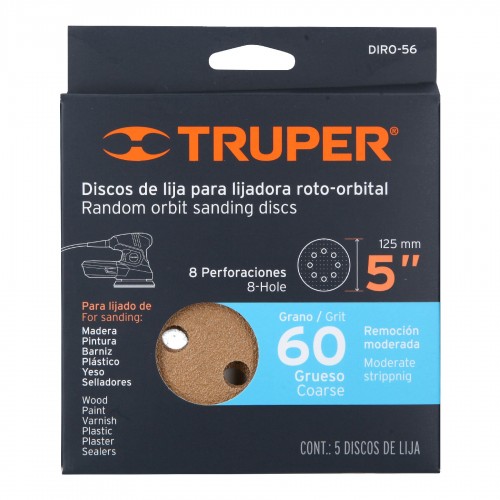 Lijas Circulares Truper 17848 125mm G60 c/ Velcro x5u