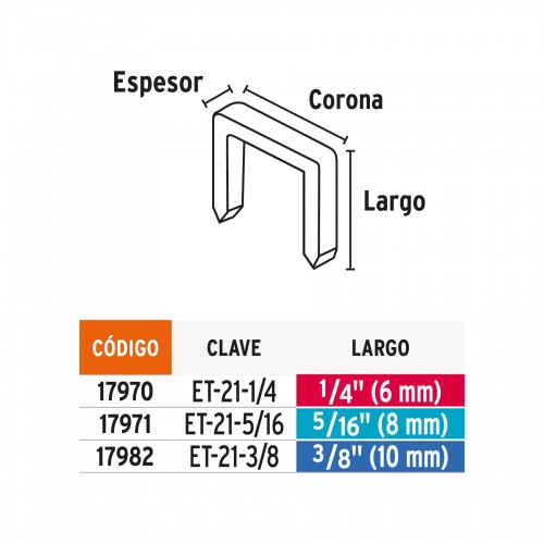 Grapas Truper 17971 8mm (5/16") x1000u