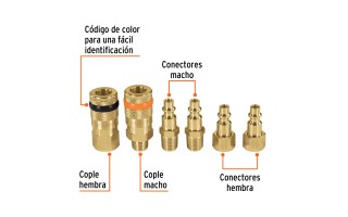 Conectores p/ Aire Truper 18075 1/4" NPT 6pzs