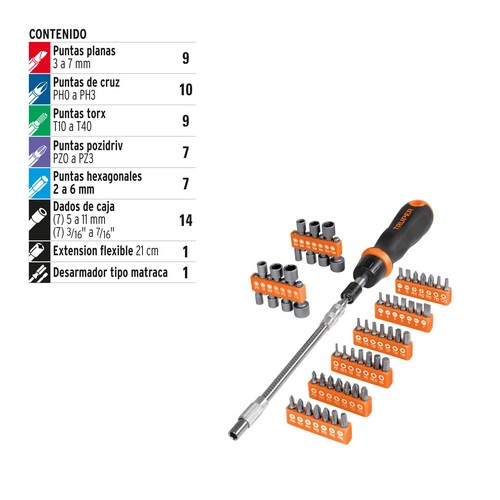 Destornillador Cricket y Puntas Truper 18220 58pzs