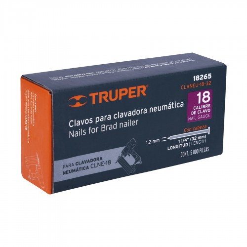 Clavos Truper 18265 p/ Clav. Neum. Calibre 18 1.1/4" 5000u