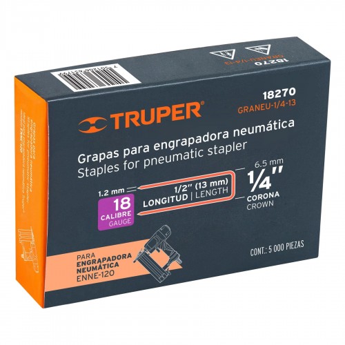 Grapas Truper 18270 p/ Grapadora Neum. Cal. 18 1/2"