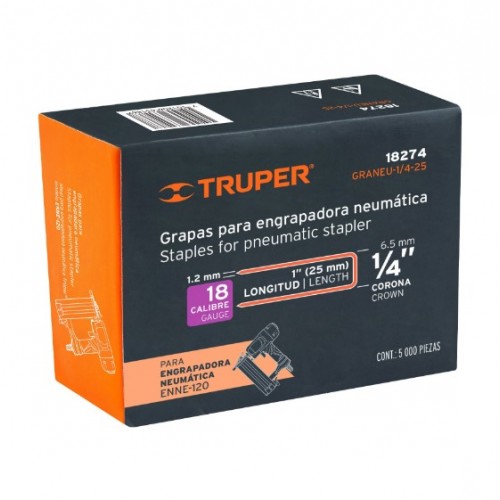 Grapas Truper 18274 p/ Grapadora Neum. 1/4 1" x5000u